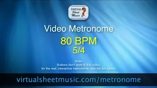 Video Metronome - 80 BPM (Beats Per Minute) 5/4 - Metronome Click Track