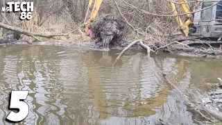 Beaver Dam Removal With Excavator - 2 Beaver Dams - I Almost Lost My Head
