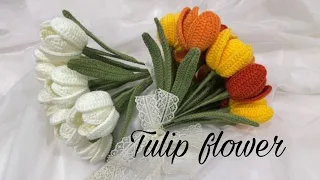 كروشيه زهرة التوليب بأجمل طريقة وابسطها  🌷Crochet tulip flower