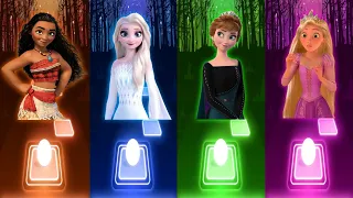 Top 4 Disney Princesses Songs Gameplay | Moana Vs Elsa Vs Anna Vs Rapunzel | Guess the winner