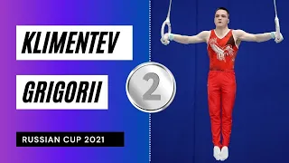 Silver medalist on Still Rings - Klimentev Grigorii. Pre Olimpic Russian Cup 2021!