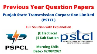 Previous Year Papers 2/08/2021 PSTCL Morning Shift |JE Sub-station Solved Papers |  PSTCL & PSPCL