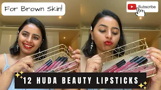 12 HUDA BEAUTY lipsticks on BROWN skin! 💄👧🏽