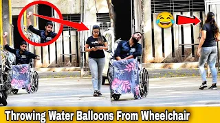 Throwing Water Balloons From Wheelchair | Throwing Water Balloons Prank | Prakash Peswani Prank |