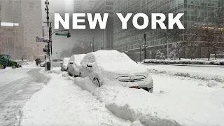 100 Hours Of NYC Snow Walk - Heavy Snowfall in New York City 4K NYC Snow Walk in Manhattan ASMR