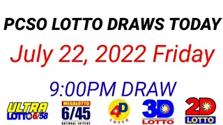 Update for PCSO LOTTO DRAWS TODAY July 22, 2022 FRIDAY