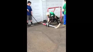 Street hockey how to score from behind net