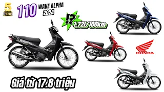 "HOT" Honda Wave Alpha 110 2024 ra mắt ▶️ TEM MỚI - Chỉ "NGỐN" có 1,72L/100km 🔴 TOP 5 ĐAM MÊ