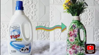 DIY Decoupage Bottle Art | Decoupage Floral Bottle Vase/Best out of waste