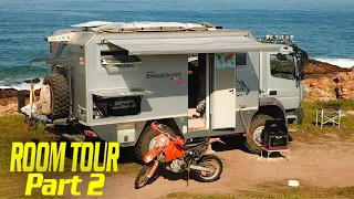 VAN LIFE TOUR Bimobil ATEGO 4x4 Expedition Vehicle // Motorcycle Carrier Build ► | RV Part 2