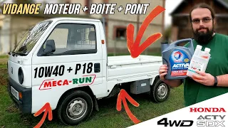 Je vidange tout à la 10w40 + P18 "Honda Acty Truck SDX de 1989"