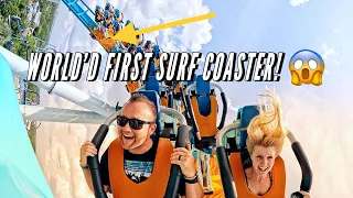 We Rode The World's FIRST Surf Coaster! Pipeline: The Surf Coaster at SeaWorld Orlando!