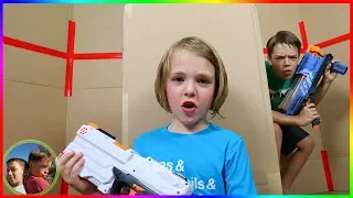 Girls Take Over Boys Box Fort Nerf Battle!