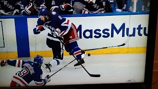 jacob Trouba dirty elbow on Palat. rangers vs lightning. eastern conference finals June 9
