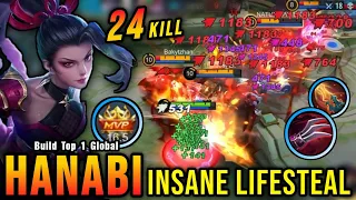 24 Kills!! OP Hanabi with The New HAAS CLAW (INSANE LIFESTEAL) - Build Top 1 Global Hanabi ~ MLBB