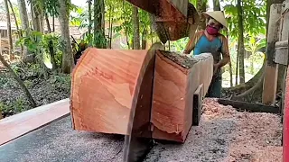 Pohon merah‼️ Gergaji kayu mahoni - mesin serkel rakitan