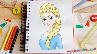 How to draw Queen Elsa - Easy step-by-step drawing lessons for kids