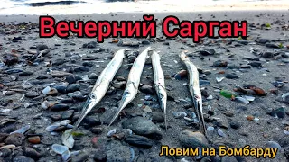 Ловим Саргана на Бомбарду.Вечерняя рыбалка на море! We catch a garfish on a bombarba!