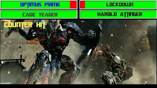 Optimus prime y cade Yaeger vs lockdown y Harold con barras de vida/with healthbars (Transformers 4)