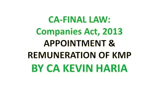 MAY23 REVISION OF KEY MANAGERIAL PERSONNEL (KMP) - CA FINAL LAW