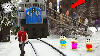 GTA 5 : Franklin Landing First Jungle Train Experience With Shinchan & Pinchan in GTA 5 ! JSS GAMER