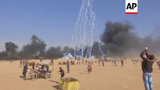 IDF drones fire tear gas, Palestinians burn tyres