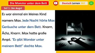 Deutsch lernen mit Geschichte A1 | deutsch lernen A1 | Die Monster unter dem Bett