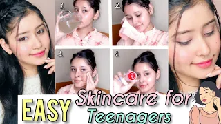 Easy Skincare rountine For Teenagers😃❤(13-19 year old)|for Clear and Glowing skin | Kiran Tutorialz