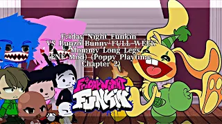 Friday Night Funkin' Mod Characters Reacts VS Bunzo Bunny + Mommy Long Legs Poppy Playtime Chapter 2