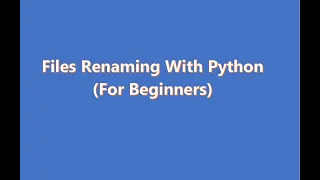 Multiple Files Renaming with Python #python #pythontutorial #youtube