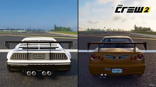 The Crew 2 | DMC DeLorean DMC 12 1981 vs. Nissan Skyline GT-R R34 2002 Performance Comparison