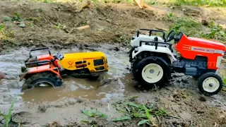 HMT Tractor Stuck in the mud and pulling out Swaraj, Double E, Excavator Naitik Tractor Wala