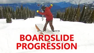 BEGINNER BOARDSLIDE SNOWBOARD TRICK PROGRESSION