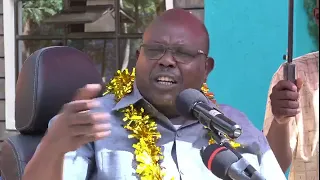 Speaking in Bartabwa, Baringo North during Mzee Elijah Cheboi Chelang'a's the thanksgiving ceremony