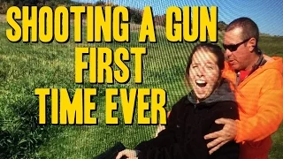 Girl's first time shooting. Funny reaction :) !!!