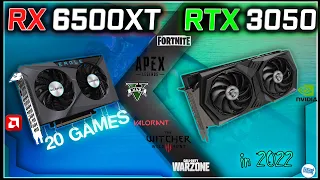 *RTX 3050 vs RX 6500 XT in 20 Games || Different Resolutions - Almost same Performance