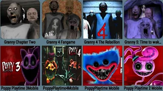 Granny Chapter Two, Granny 4 Fangame, Granny 5, Poppy Playtime 3 Mobile, Poppy 1+2, Poppy 4 Fanmade