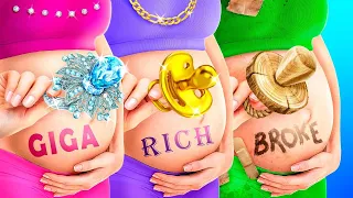 Embarazadas Rica vs Pobre vs Mega Rica | Momentos Incómodos del Embarazo con Novios