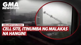 Cell site sa China, itinumba ng malakas na hangin! | GMA News Feed