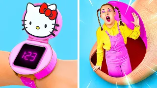 O Que Tem no Relógio da Hello Kitty? 💖 Artesanatos de Papelão e Dicas Fáceis para Pais, por YOWZA