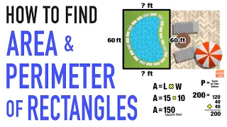 Finding AREA & PERIMETER of a Rectangle Examples