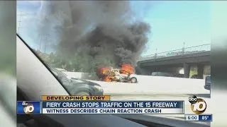 Good Samaritans save driver before car explodes in I-15 pileup