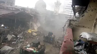 Philippine Army M113 with improvised add-on armor gets hit by an RPG and survives (Marawi 2017)