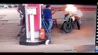 Malappuram petrol bunk - bike fire accident CCTV