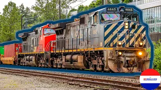 BCOL 4645 leads CN 111 at Spruce Street, New Westminster, BC!