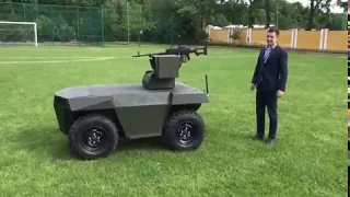 UGV TURRET LASKA on a leash. Турель Ласка на поводке.