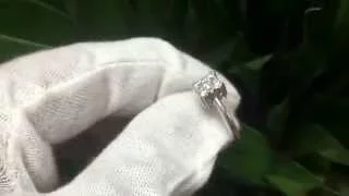 Estate 14k white gold natural round Diamond cluster Illusion set square ring .75 carats