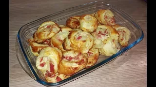 Blätterteigschnecken mit Schinken, Salami und Käse