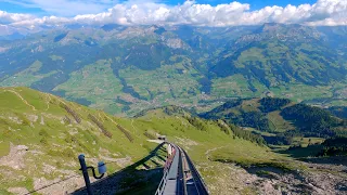 ★ 4K 🇨🇭 Niesenbahn cab ride, up to 68% incline, Switzerland [07.2022] Führerstandsmitfahrt Niesen