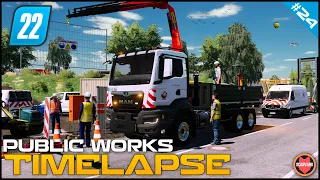 🚧 New Truck - Man TGS + Transporting & Setting-Up Wire Mesh Fence ⭐ FS22 City Public Works Timelapse